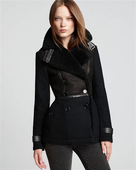 burberry brit topcliffe shearling trim peacoat|burberry clothing website.